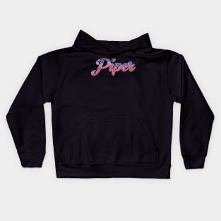 Piper fan art written with Rainbow effect Kids Hoodie